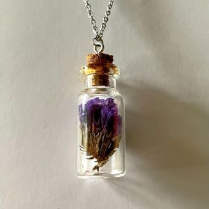 Unique Purple flower Pendant with Necklace
